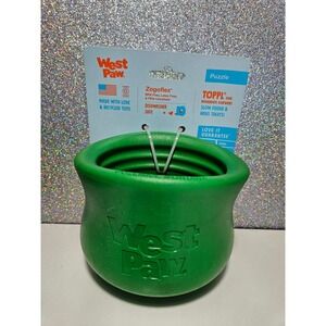 WEST PAW Zogoflex Toppl Dog Puzzle Toy Slow Feeder Treat Dispenser Green